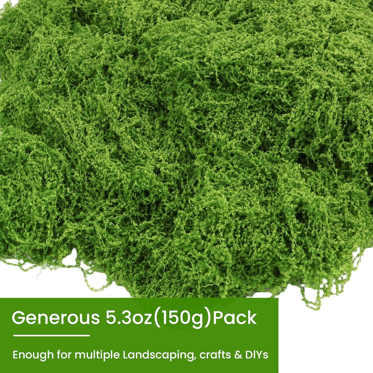Artificial Moss 5.3oz – Fake Green Moss for Crafts, Potted Plants, Fairy Garden Decor, DIY Table Centerpieces, Wedding Party Decoration
