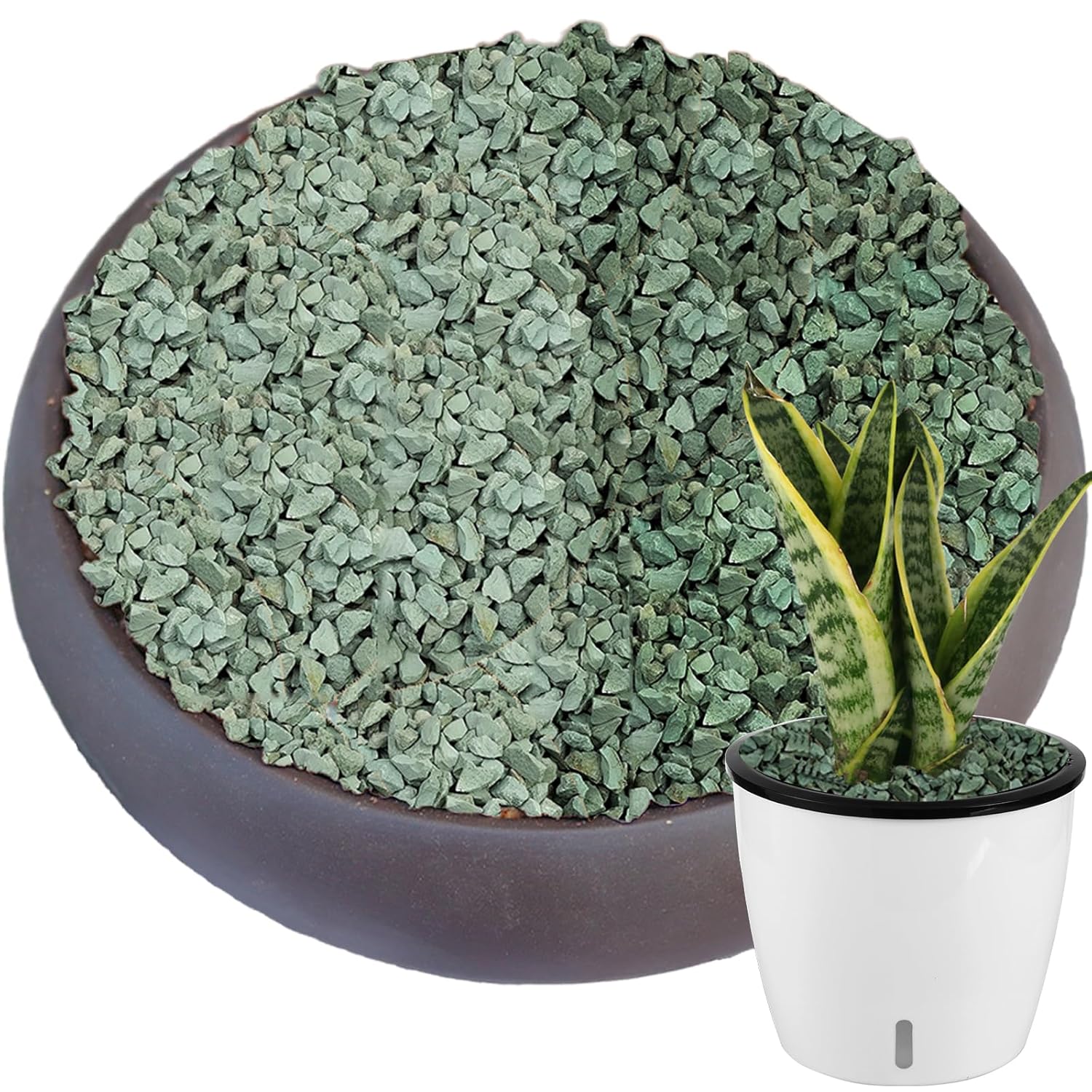 6.6 lbs Succulent and Cactus Bonsai Pebbles, 6-9mm Decorative Landscaping Stones Natural Garden Gravel Rocks for Indoor Outdoor Plants Aquariums DIY, and Gardening Top Dressing, Green Zeolite