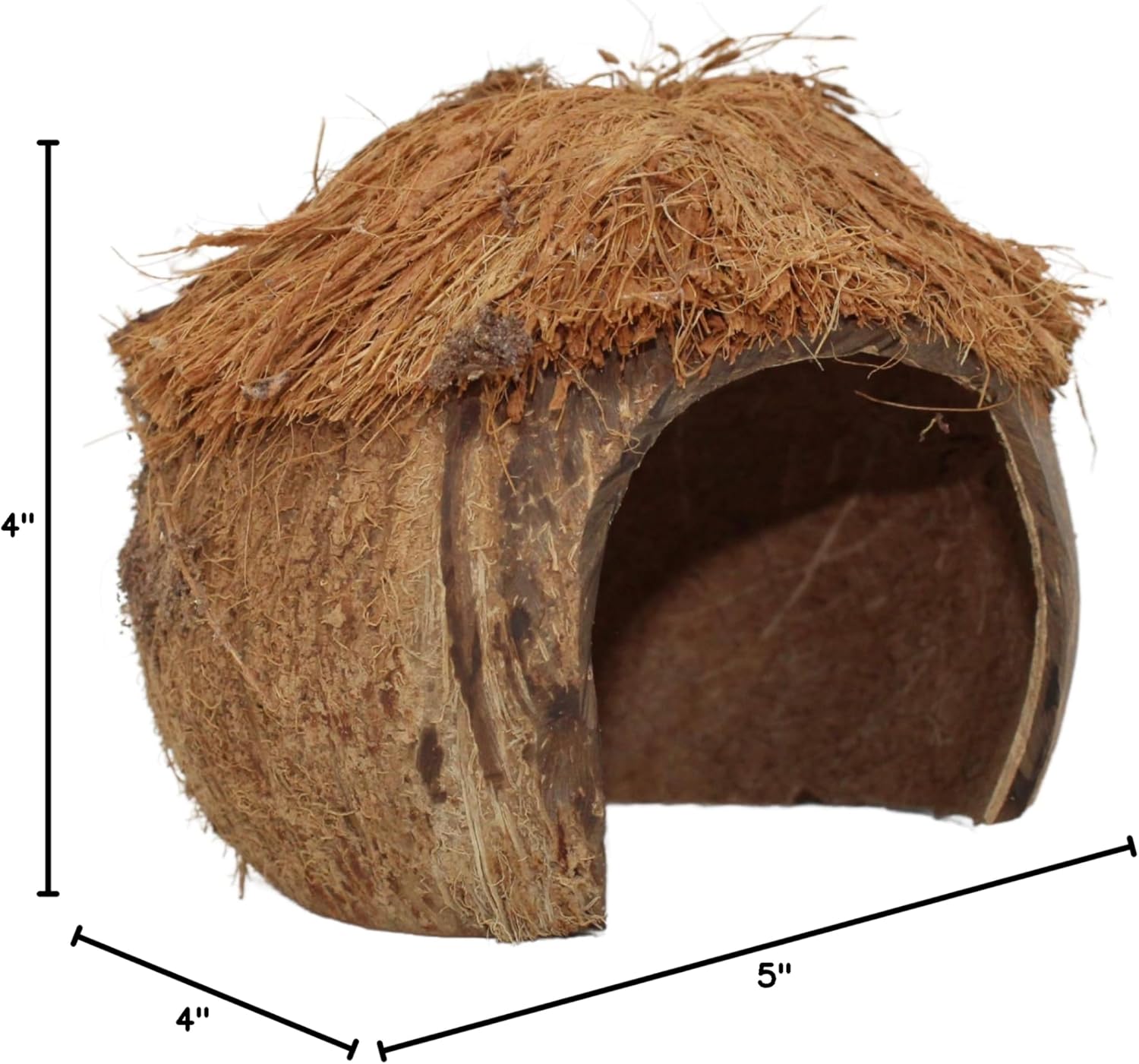 Needzo Hideout for Hermit Crabs, Reptiles, Natural Habitat Cage Decoration, 4x5 Inches (Coconut Tiki Hut)