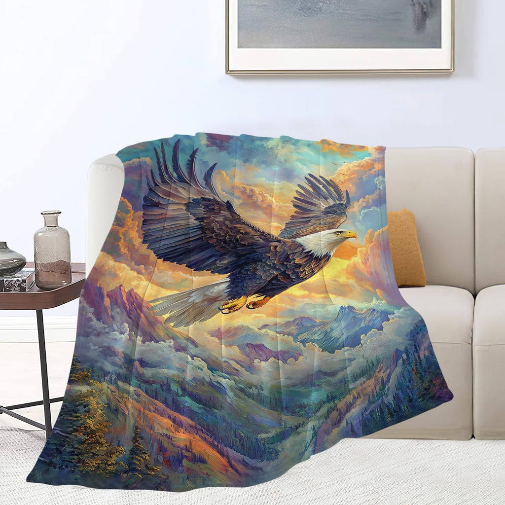 Eagle Throw Blanket Bald Eagle Stuff Gifts for Kids Girls Boys Adults Women Man Soft Cozy Warm Plush Fluffy Fuzzy Fleece Blanket Decor 60''X80''