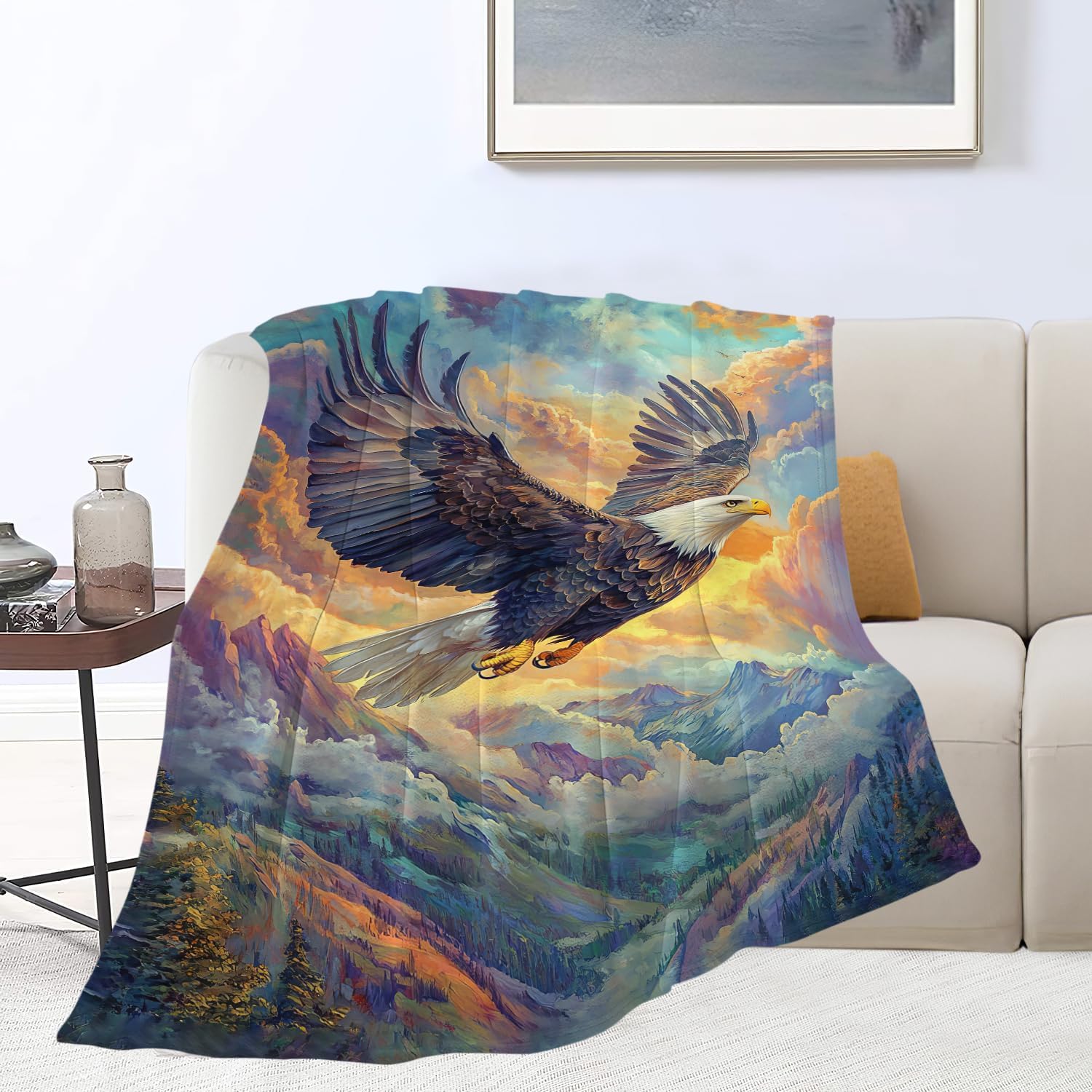 Eagle Throw Blanket Bald Eagle Stuff Gifts for Kids Girls Boys Adults Women Man Soft Cozy Warm Plush Fluffy Fuzzy Fleece Blanket Decor 40''X50''