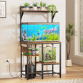 20-29 Gallon Fish Tank Stand with Power Outlet, Metal Aquarium Stand with Filter Storage, 6-Leg Reptile Tank Stand with 3-Tier Adjustable Storage Shelves and roof Support (20-29 Gallon)