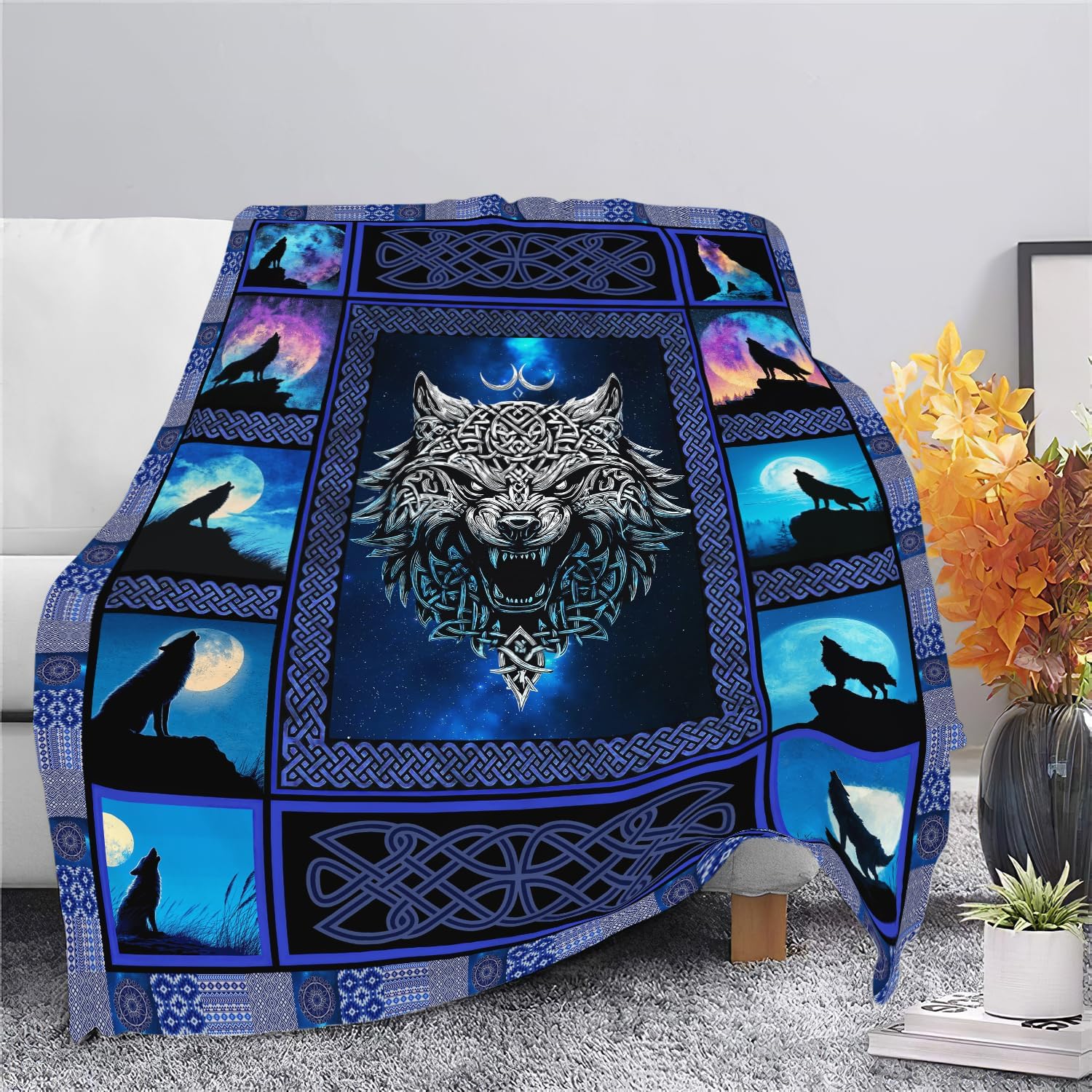 Wolf Throw Blanket Wolf Stuff Gifts for Kids Girls Boys Adults Women Men Soft Cozy Warm Plush Fluffy Fuzzy Fleece Blanket Decor 60''X80''