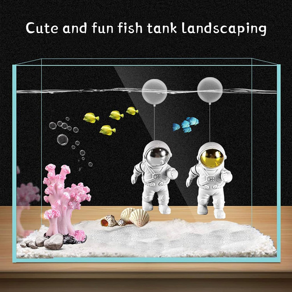 Floating Fish Tank Decorations, Aquarium Decorations Fish Tank Accessories, Suitable for All Kinds of Fish Tanks Scene Layout (2Pcs White Astronauts)