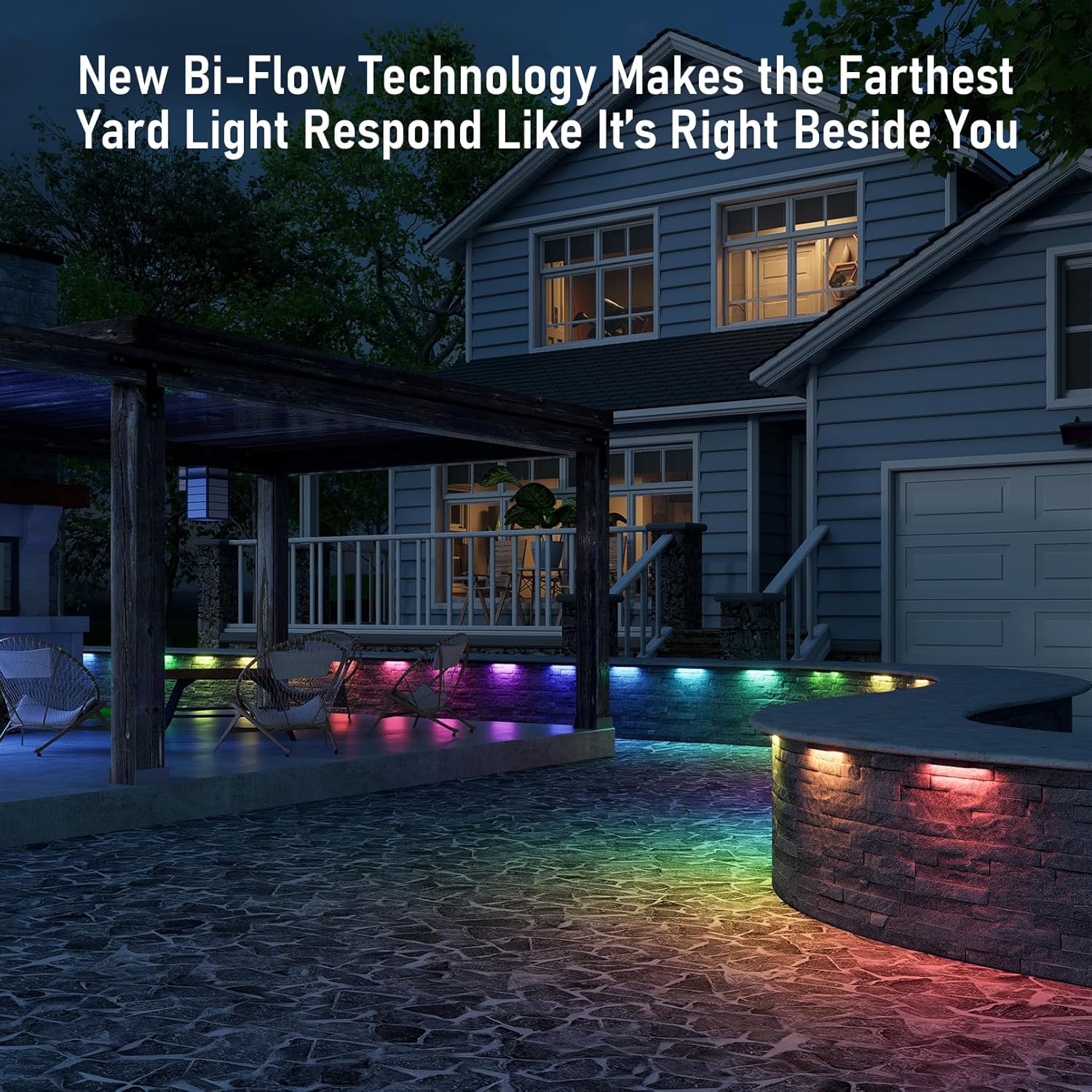 LEONLITE Alter-Link Series 8-Pack RGBCW 7 Inch LED Hardscape Lighting, Bi-Flow Controller Included, 12V-15V AC Smart Low Voltage Hardscape Lighting, 1800K-5000K Color Changing Retaining Wall Lights