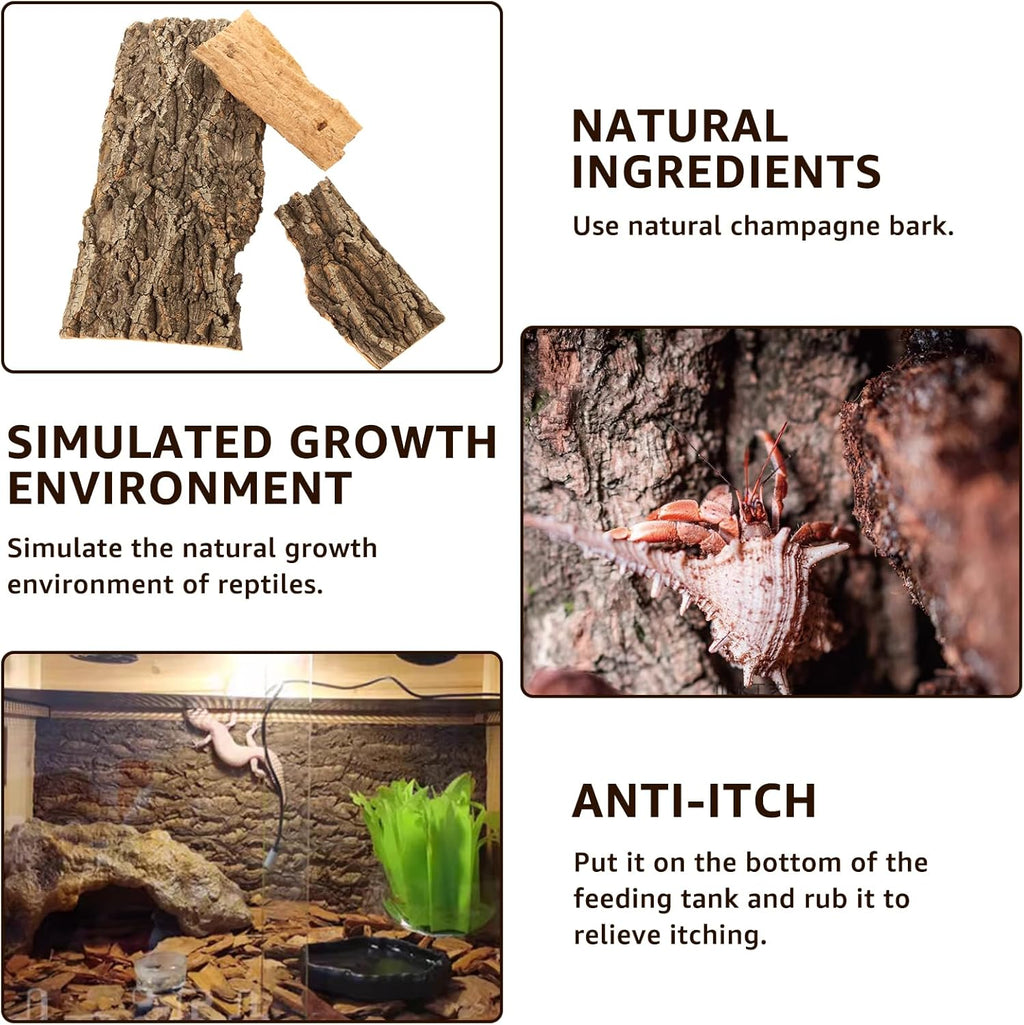 RHBLME 4 Pack Cork Bark, 11.8" L x 7.8" W Cork Bark for Reptiles, Cork Bark for Terrarium, Reptile Tank Background Terrarium Backdrop Wall Decor Natural Reptile Climbing Mat
