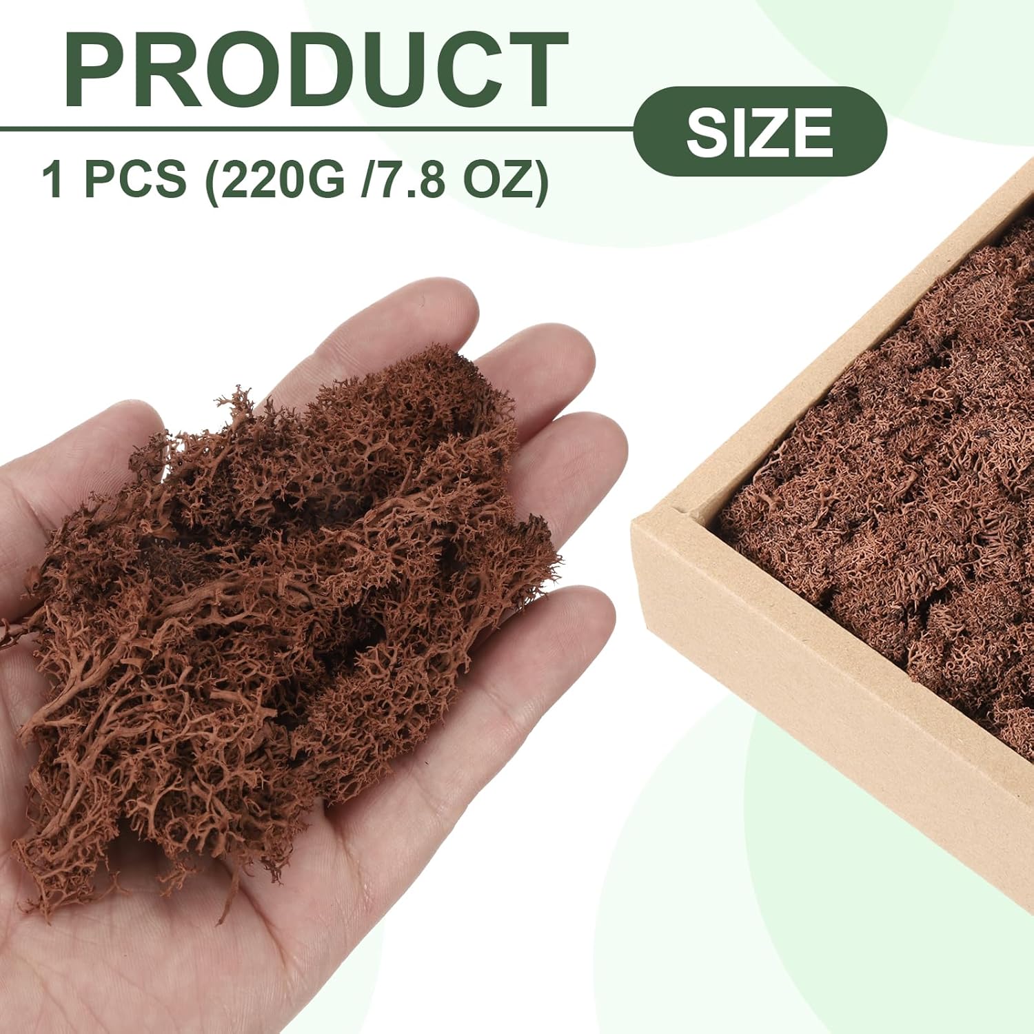 MECCANIXITY 7.8oz Preserved Reindeer Moss, Coffee Decorative Artificial Fake Moss for Potted Plants Indoor Crafts Lichen Centerpieces Decor