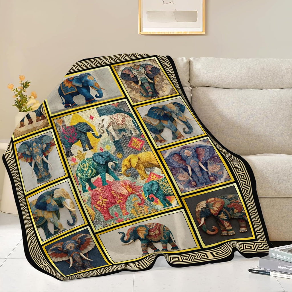 Elephant Throw Blanket Elephant Stuff Gifts for Kids Girls Boys Adults Women Men Soft Cozy Warm Plush Fluffy Fuzzy Fleece Blanket Decor 40''X50''