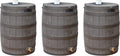 Good Ideas Rain Wizard 50 Gallon Plastic Outdoor Home Rain Barrel Water Storage Collector with Brass Spigot and Flat Back Design, Oak (3 Pack)