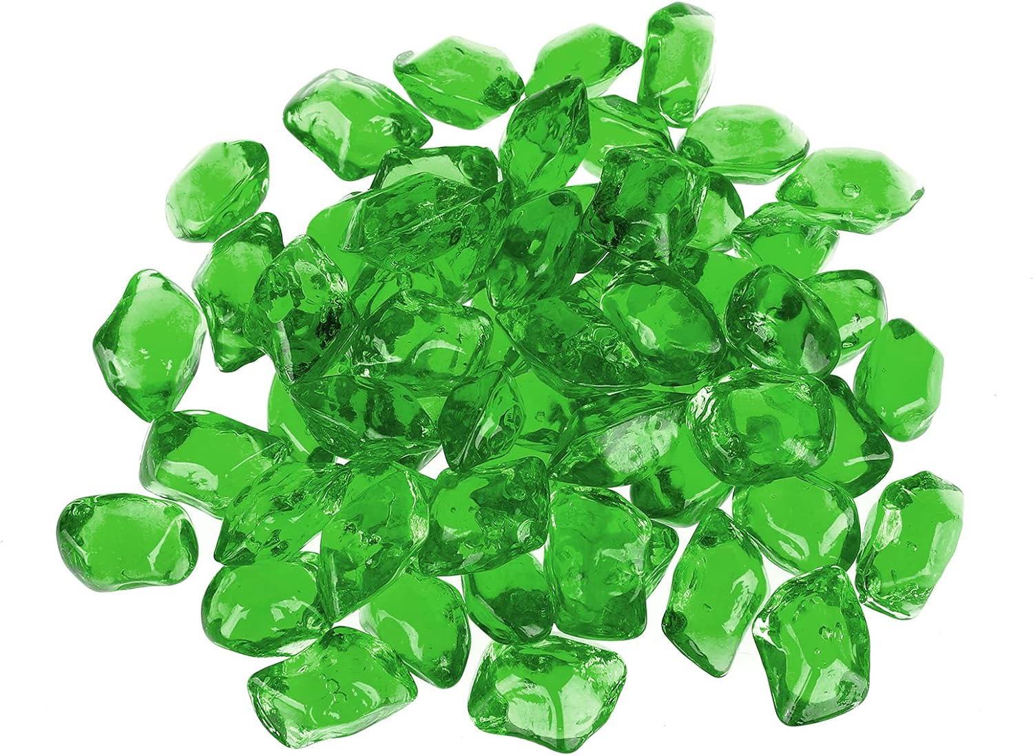 Onlyfire 1/2-Inch Polygon Fire Glass, 10 Pound Pack Glass Rock for Fireplace Fire Pit & Lanscaping, High Luster Green