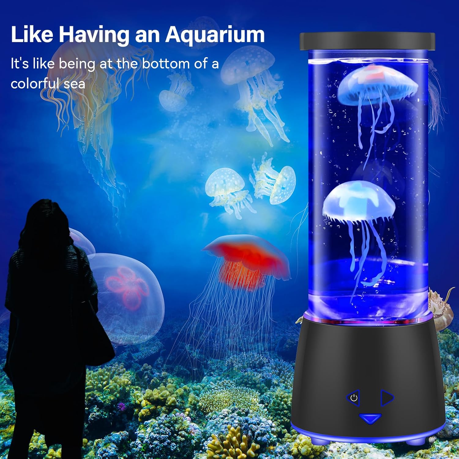 17 Colors Changing Jellyfish lamp with Remote - Jellyfish Tank Table Lamp, LED Night Light for Kids Adults, Aquarium Mood Lamp Home Decor, Party Christmas Gifts for Women Men