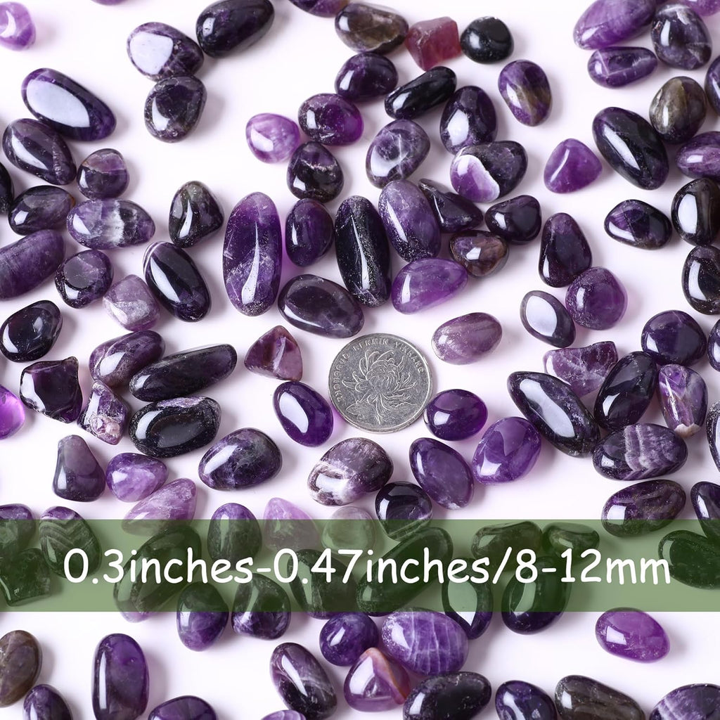 Polished Amethyst Crystals 0.62lb Natural Gemstones Crystal Bulk Tumbled Polished Stones Irregular Rocks Chakra Colorful Crystal Vase Filler Decoration Energy Reiki Beginners Birthday Gifts