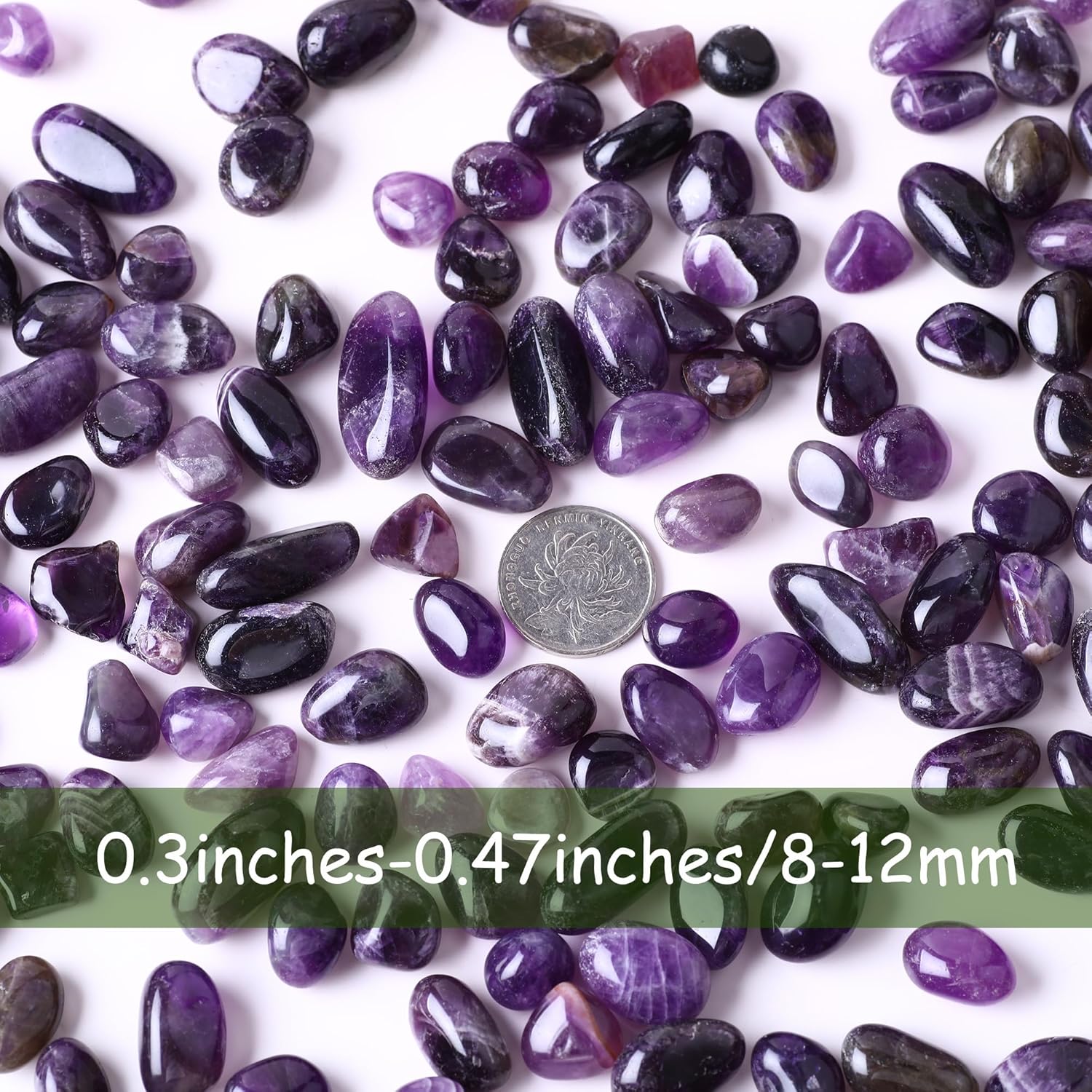 Polished Amethyst Crystals 0.62lb Natural Gemstones Crystal Bulk Tumbled Polished Stones Irregular Rocks Chakra Colorful Crystal Vase Filler Decoration Energy Reiki Beginners Birthday Gifts