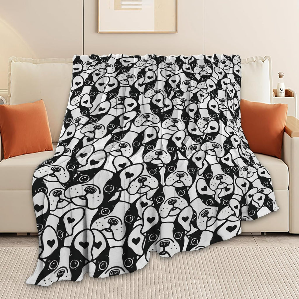 Boston Terrier Throw Blanket French Bulldog Frenchie Puppy Stuff Gifts for Dog Lover Kids Girls Boys Adults Women Men Soft Cozy Warm Plush Fluffy Fuzzy Fleece Blanket Decor 40''X50''