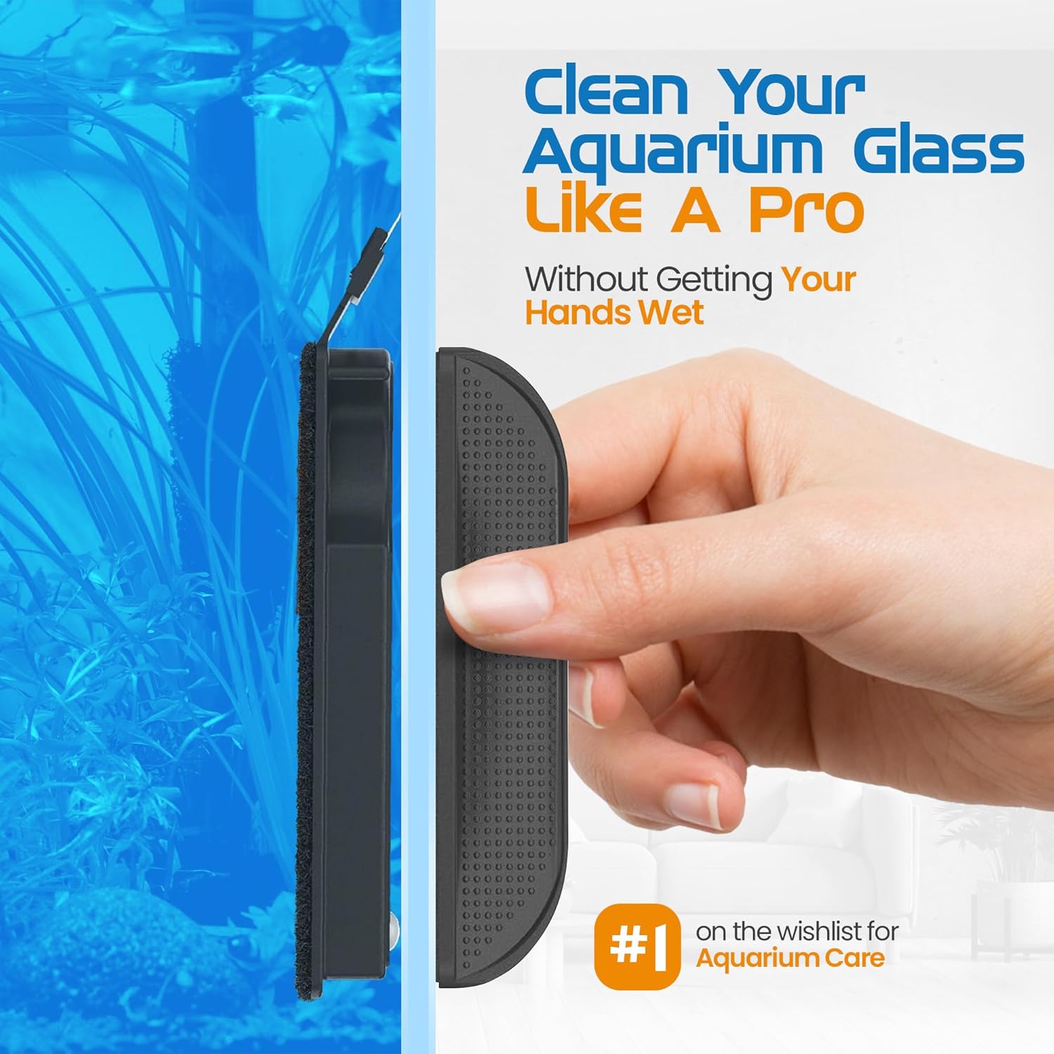 FLIPPER Max Magnetic Aquarium Cleaner – 2-in-1 Flip Scrubber and Scraper, Floating Design for Cleaning Hard-to-Reach Algae and Debris on Glass and Acrylic Tanks up to 3/4" (19mm)
