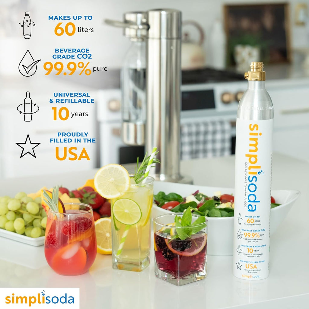 60L CO2 Canister Cylinders - Compatible w/Sodastream BLUE Screw-In Only, Ninja Thirsti, Philips, and More - Threaded Style Soda Streaming Machine CO2 Tanks Gas Refill, | 14.5 oz, 1 Pack