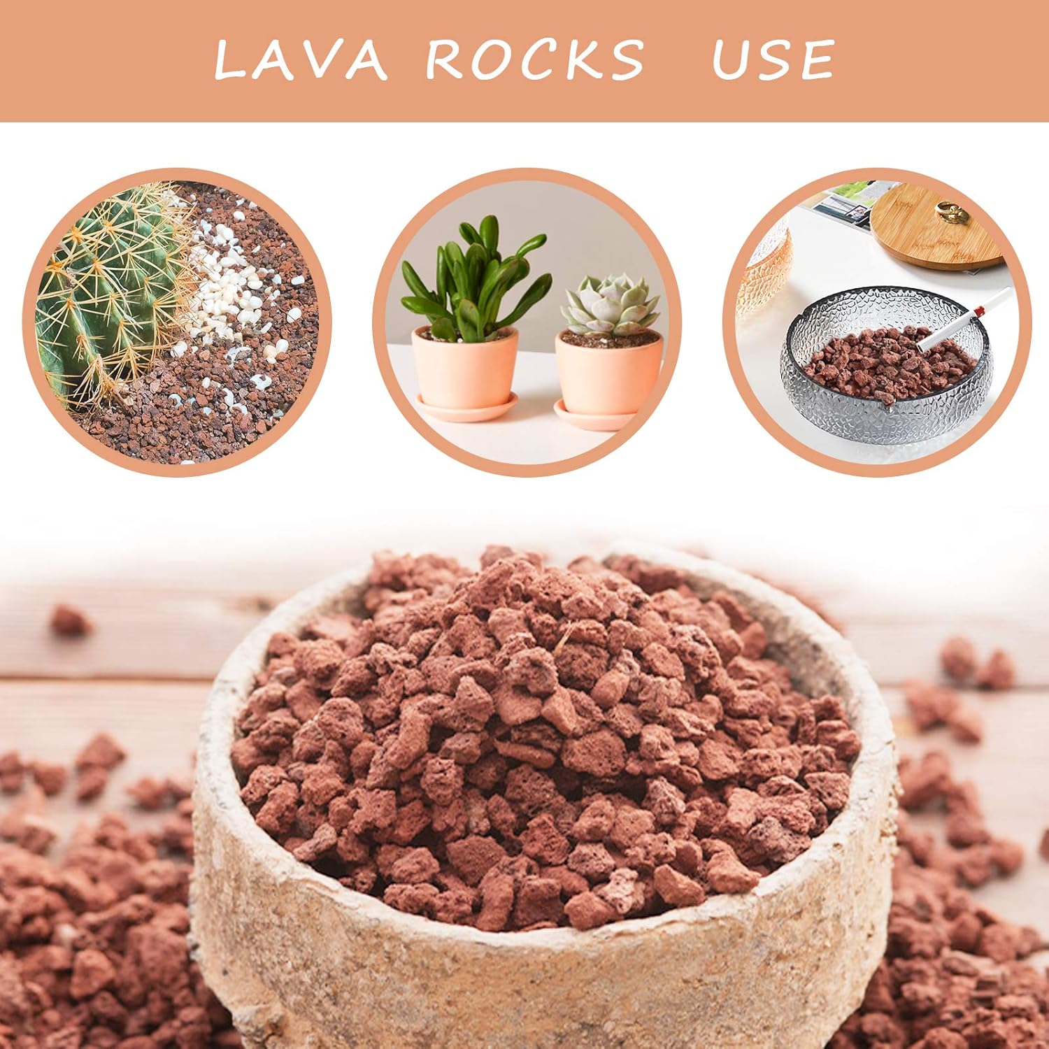 Red Lava Rocks for Plants -100% Pure Volcanic Rock No Dyes or Chemicals-Best Lava Stones Top Dressing for Cacti Succulents Plants,Bonsai-12LBS