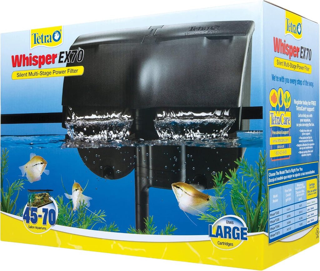 Tetra Whisper EX 70 Filter for 45 to 70 Gallon Aquariums, Silent Multi-Stage Filtration, White (Pack of 2)