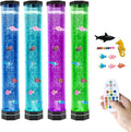 32'‘Extra Large Octagonal Bubble Aquarium Light,5’'Wide Sensory Tube with 5 Fish and Sharks,Stable 14cm Base,16 Color Variable Night Lights,Remote Control USB Powered,For Home and Office Decoration
