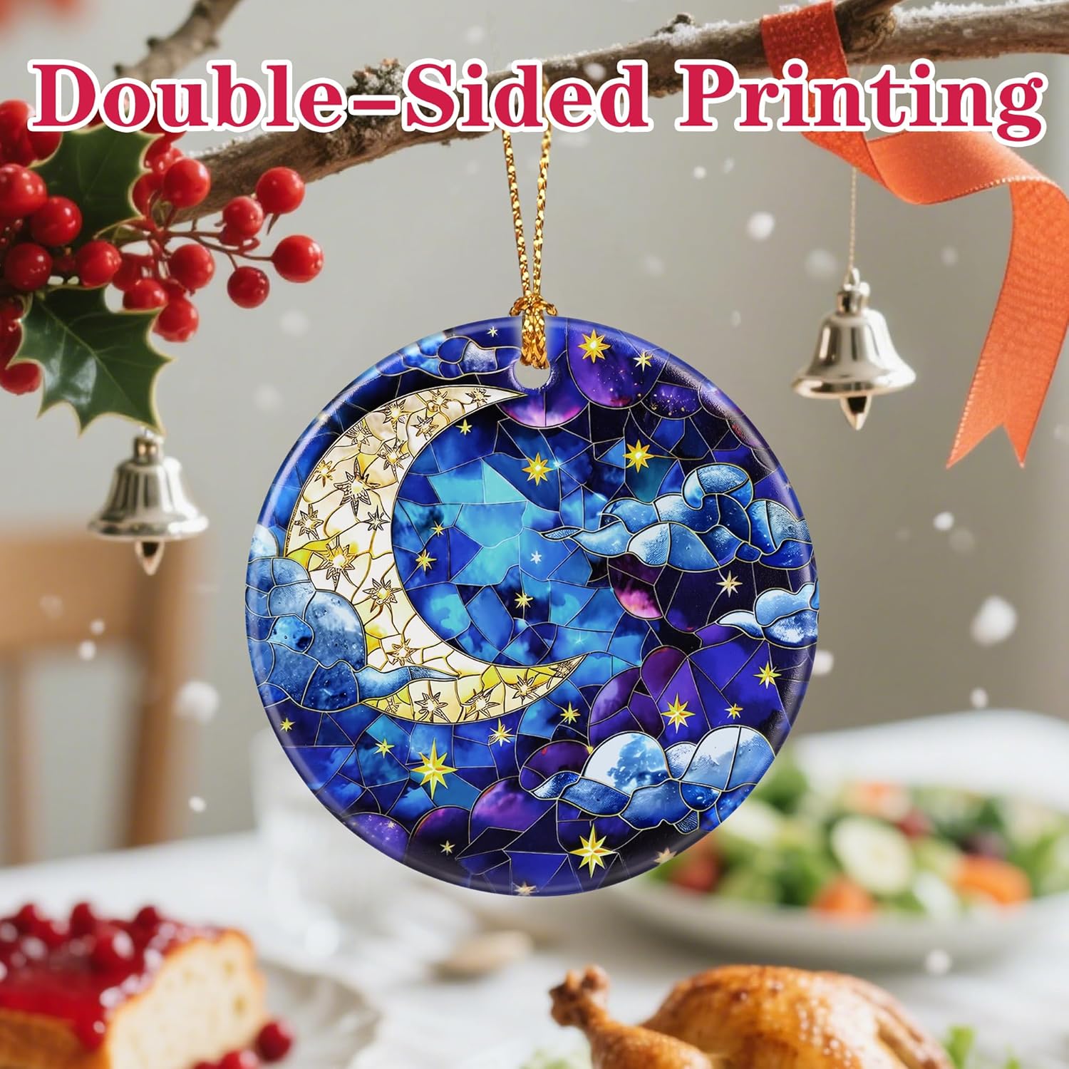 Christmas Ornament, Christmas Decoration, Ceramic-Style Night Sky Ornament, Heirloom Keepsakes, Holiday Ornaments, Holiday Presents, Unique Xmas Gifts, Gift Exchange Ornaments, Gift Idea