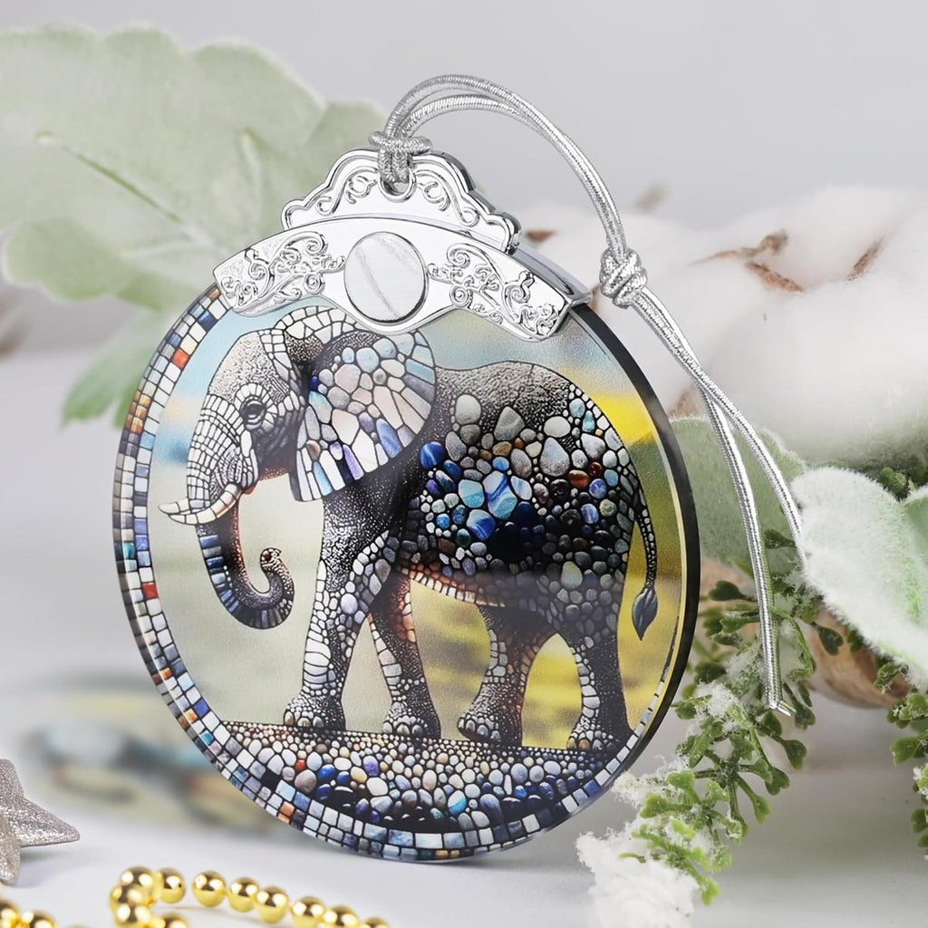 Christmas Ornament, 2025 Ornaments for Christmas Tree, Stained Glass Hanging Ornament, Holiday Ornaments, Unique Gift Idea - Elephant