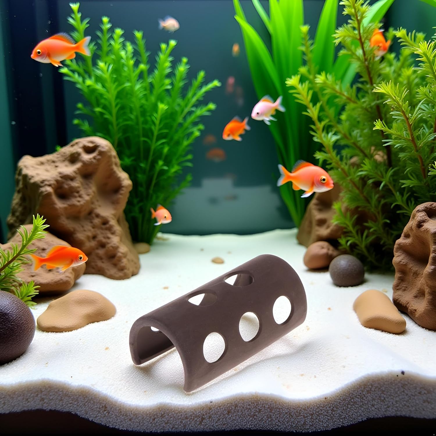 Brown Fish Tank Cave Aquarium Shelter Ceramic Shrimp Decoration Hide Ornament Breeding Aquarium Décor Thematic Ornaments