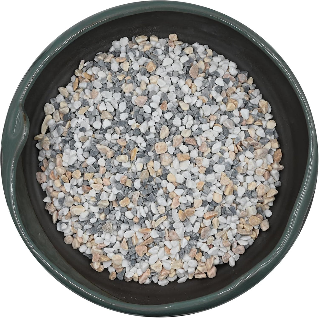 30 LBS GreyMixed Pea Gravel, Natural Succulent and Cactus Gravel Pebbles, Pebbles for Indoor Plants, Natural Gardens Mulching, for Houseplants, for Aquarium Gravel, to Maintain Soil Aeration(4-6mm)