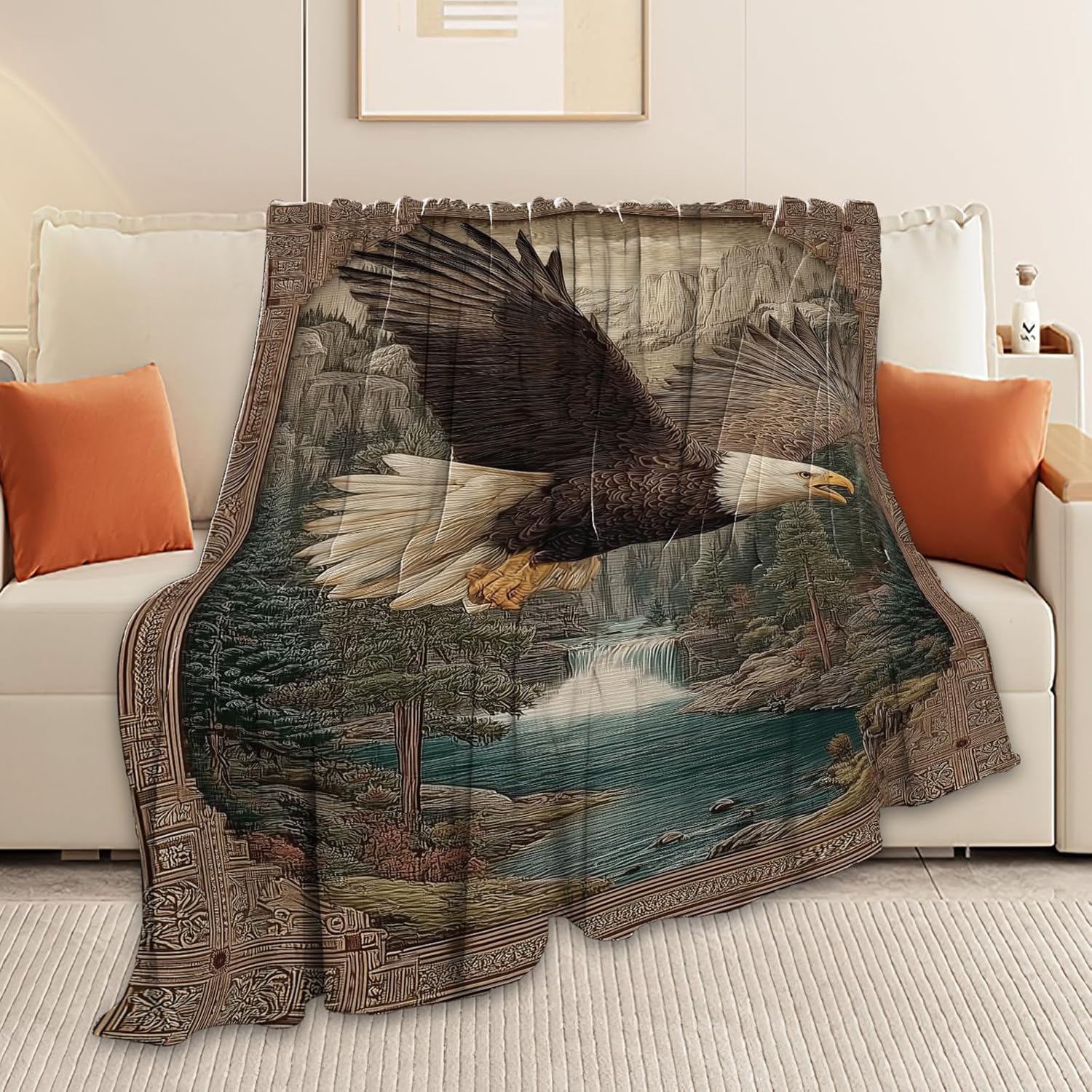Bald Eagle Throw Blanket Eagle Stuff Gifts for Kids Girls Boys Adults Women Men Soft Cozy Warm Plush Fluffy Fuzzy Fleece Blanket Decor 60''X80''