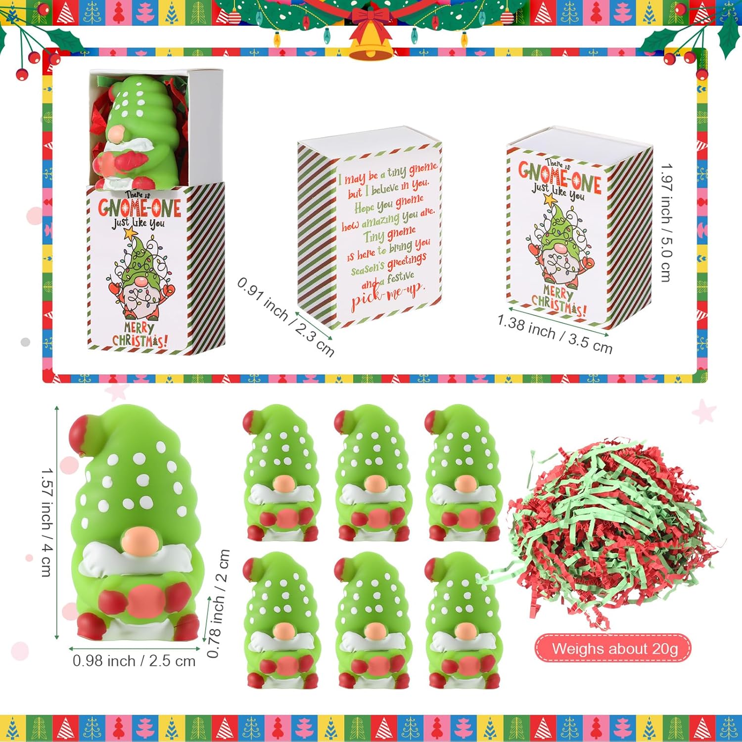 Wettarn 36 Sets Christmas Positive Gifts Gnome Stress Balls with Support Gift Boxes Bulk Merry Christmas Party Favors for Employee Coworker Friends Office Relief Toys Stocking Stuffers