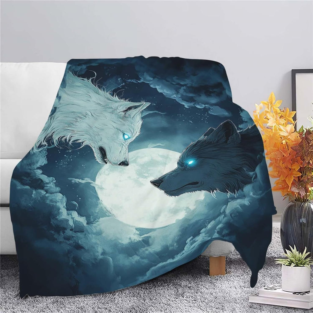 Wolf Throw Blanket Wolf Stuff Gifts for Kids Girls Boys Adults Women Man Soft Cozy Warm Plush Fluffy Fuzzy Fleece Blanket Decor 40''X50''