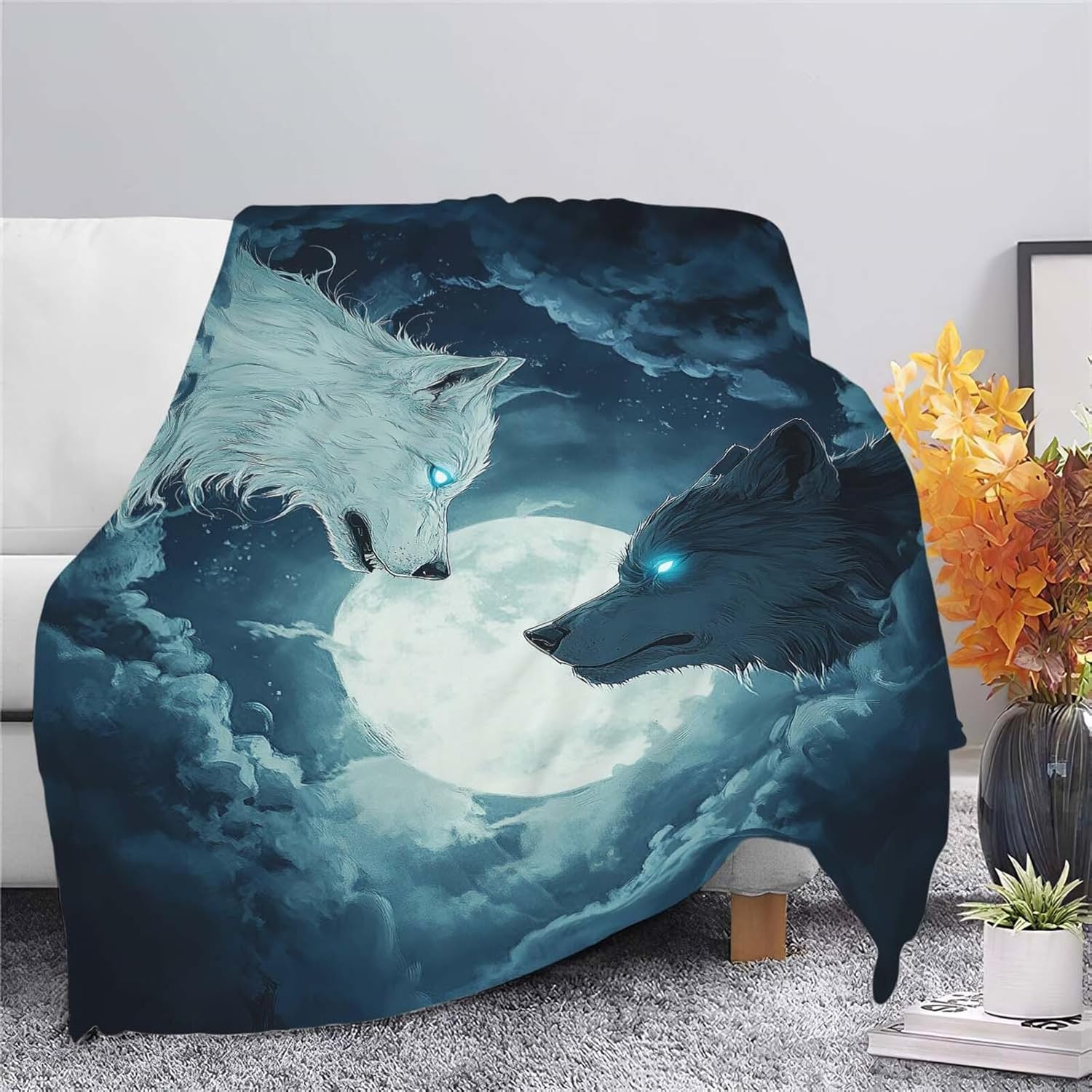 Wolf Throw Blanket Wolf Stuff Gifts for Kids Girls Boys Adults Women Man Soft Cozy Warm Plush Fluffy Fuzzy Fleece Blanket Decor 40''X50''