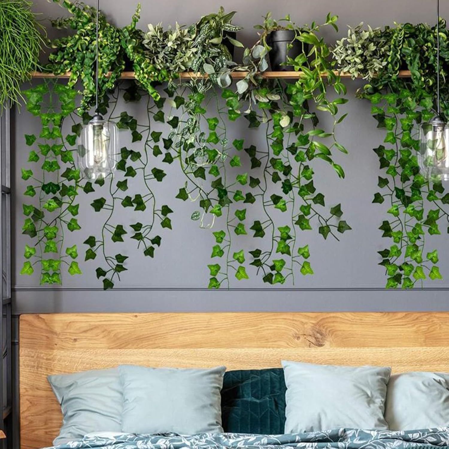 RECUTMS 258 FT Fake Vines Greenery Leaf Garland Ivy Vine Foliage Flowers Hanging for Wedding Party Garden Home Kitchen Office Aesthetic Wall Bedroom Living Room Patio Decor(36 Pack)