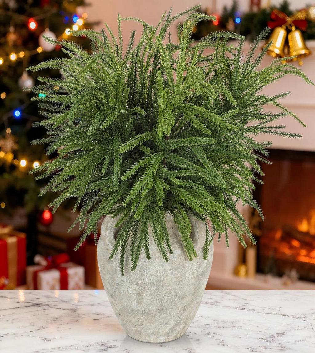 Briful Artificial Norfolk Pine Stems for Christmas Decor, 32.5’’ Faux Greenery Branch, Realistic Holiday Cedar Pine Picks for Vase, Garland, Mantel, DIY Floral Arrangement, Set of 6