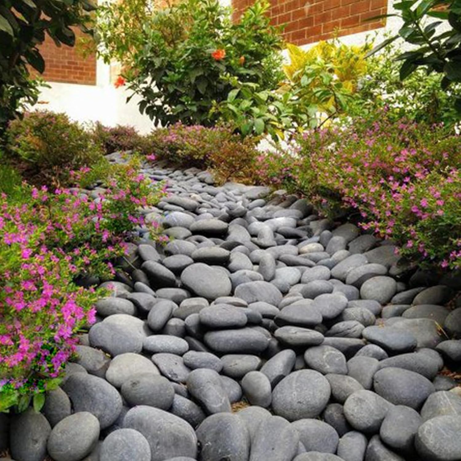 10 Pounds Black River Rocks, 3-4 Inch Black Stones Pebbles for Plants, Landscaping, Garden, Aquarium, Backyard and Indoor Water Fountains