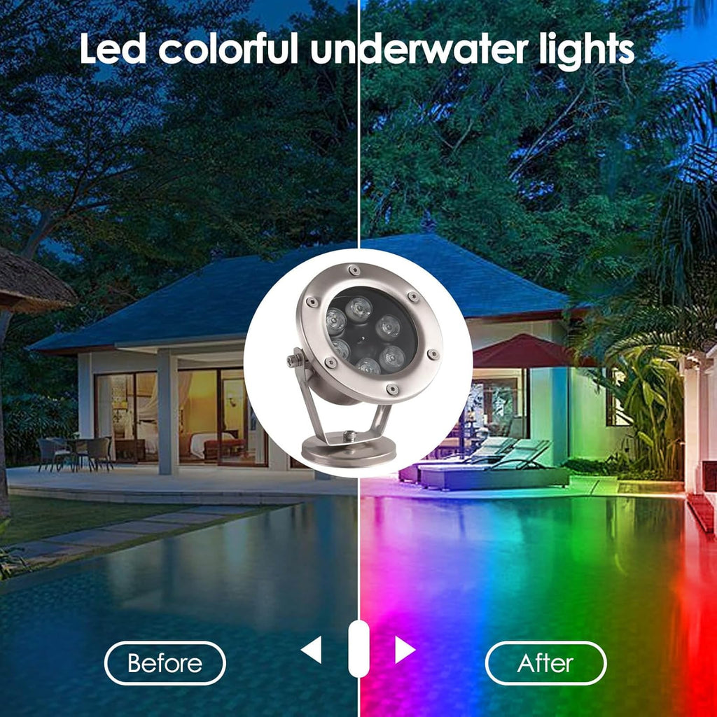 LED Pond Light Submersible Waterfall Fountain Underwater Light 18W 12V AC with RGB Color Changing by Remote for Outdoor Home Garden Patio Pond