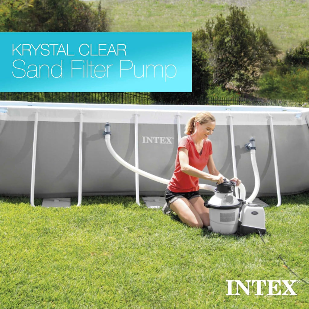 Intex 26645EG Krystal Clear 2100 GPH Sand Filter Pump for Above Ground Pools Bundled with OptiFlow Premium Pure Silica Filter Sand, 50 lb Bag