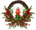 Christmas Wreath Artificial Wreath with a Natural Resin Angel and Red Berries, Suitable for Luxurious Indoor and Outdoor Home Decoration