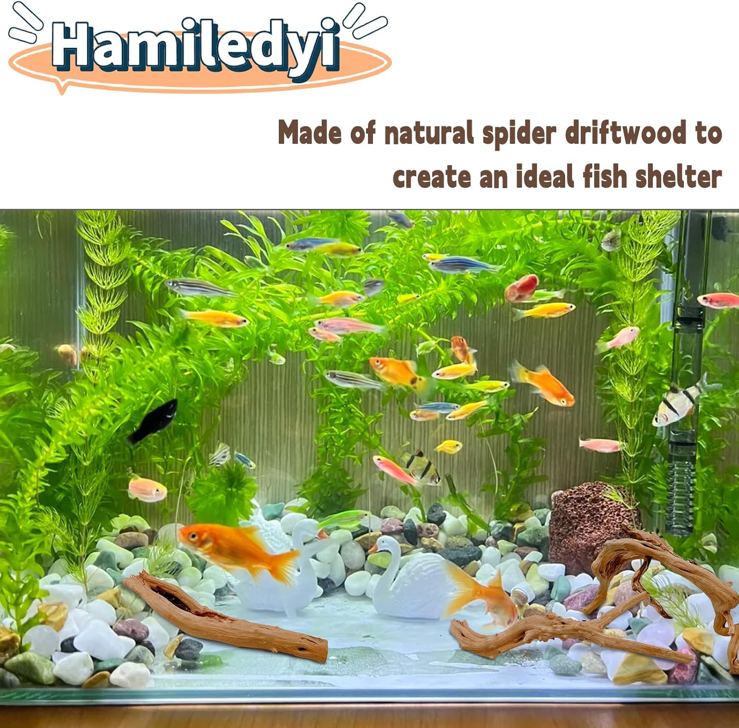 Hamiledyi 6-8in Aquarium Driftwood 3PCS Reptile Spider Wood Assorted Branches Natural Trunk Driftwood Tree Fish Tank Decoration