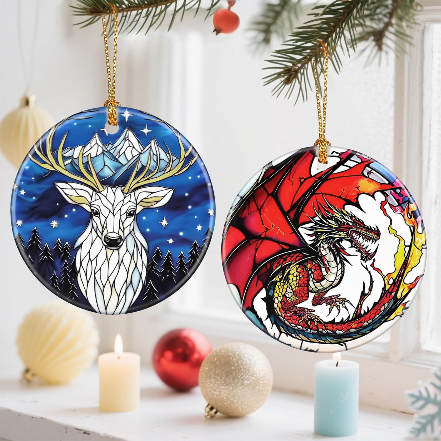 Deer Christmas Tree Decorations, Christmas Ornaments, Keepsake Ornaments, Holiday Decor, Xmas Gifts, Gifts for Deer Lovers & Animal Lovers