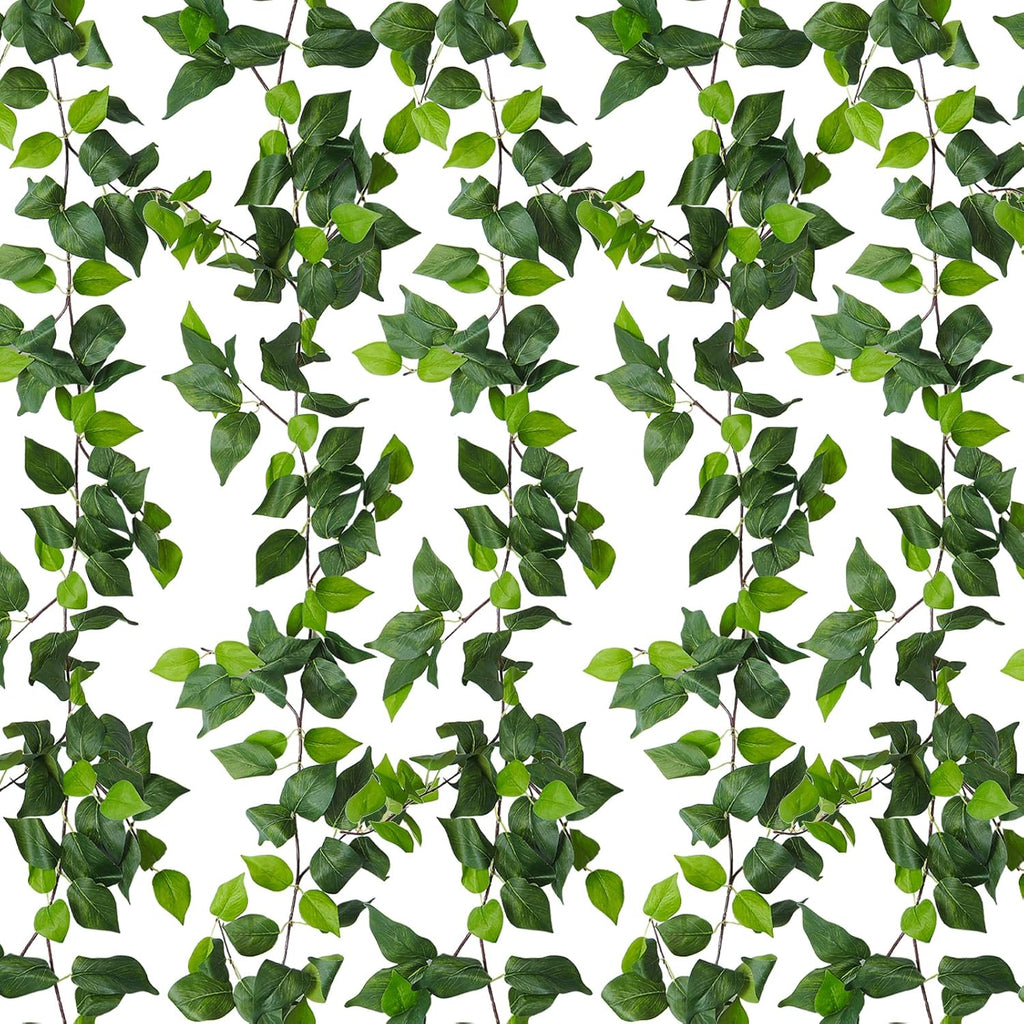RECUTMS Artificial Vines Ivy Garland 6 Strands Fake Vine with Silk Green Leaves Hanging Plants Greenery Artificial Garland for Home Wall Bedroom Party Wedding Arch Apartment Room Decor