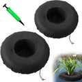 DECOHS 2 Pack Floating Planters for Ponds, 2 Sizes Woven Fabric Floating Pond Plant Baskets, Aquatic Plant Fish Barrier Floating Island for Garden Water Features and Aquascape Decoration