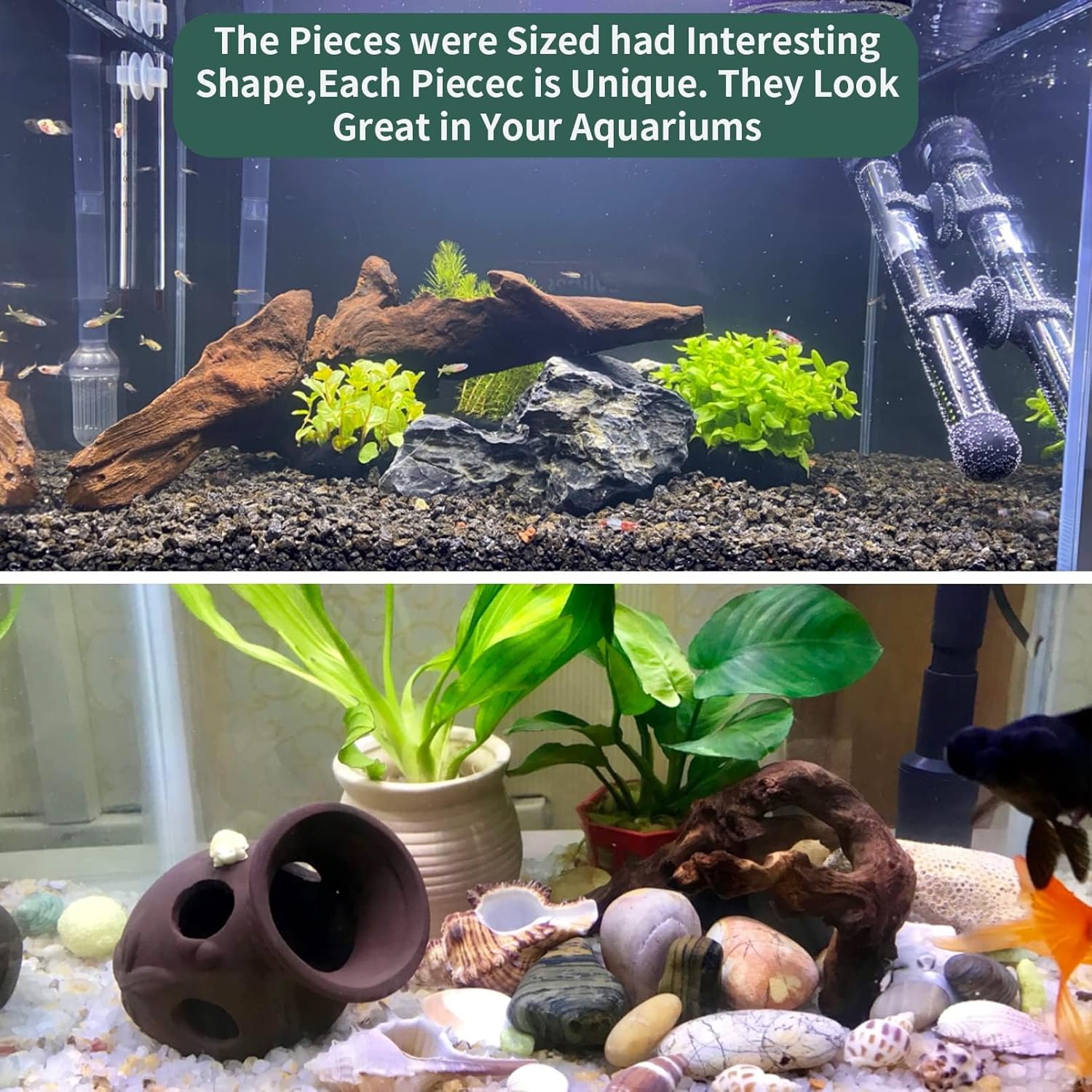 Hamiledyi 2 Pcs Large Driftwood for Aquarium 8-18 Inch Driftwood Branches Reptiles Aquarium Decoration Assorted Size Natural Habitat Decor Wood for Lizad