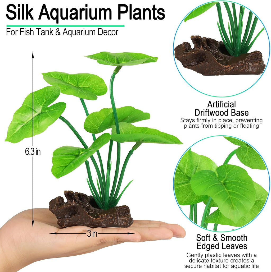 MyLifeUNIT Fish Tank Decor, Silk Aquarium Plants and Hideaway Rock Cave Decor for Betta Fish Tank Accessories, Goldfish, Turtle Tank Decorations