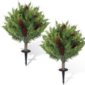24'' Artificial Cedar Topiary Outdoor Plant with Ground Spike, UV Resistant Faux Shrubs Fake Outdoor Plants for Porch Garden Patio Yard Decoration