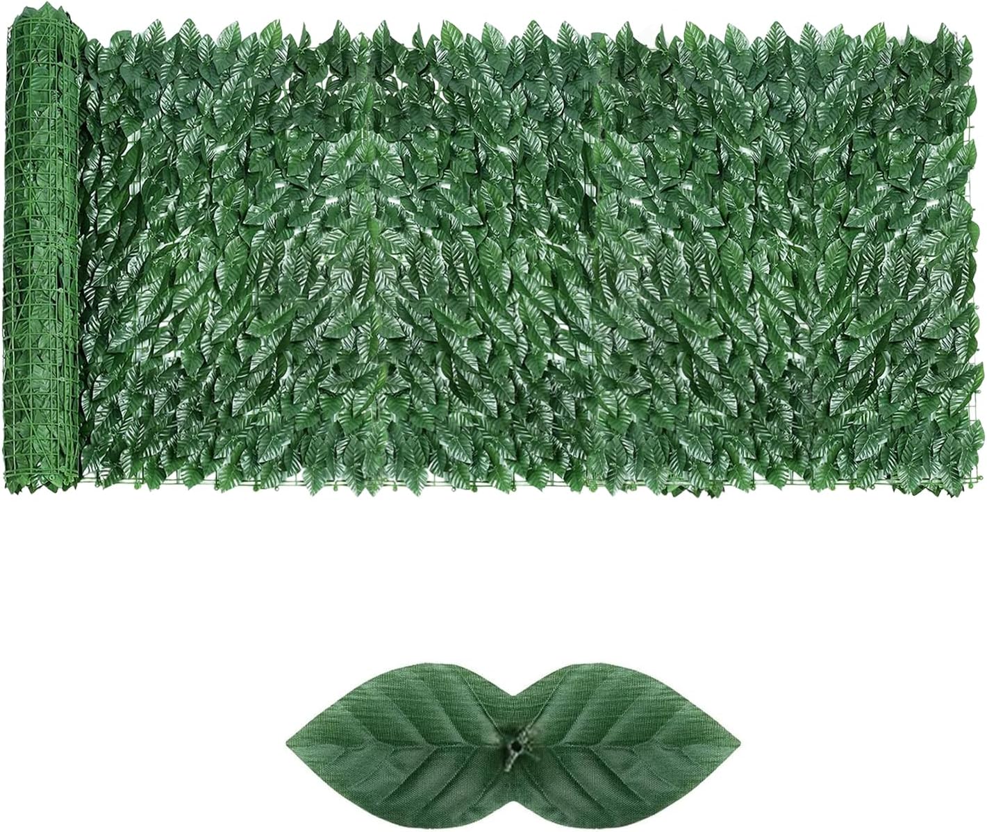 Artificial Ivy Privacy Fence Screen,39.4" X 118" UV-Anti Fake Leaves Plant Vine,Privacy Hedges Wall for Indoor Outdoor Garden Backyard Decor,Color Green Pineapple Leaves