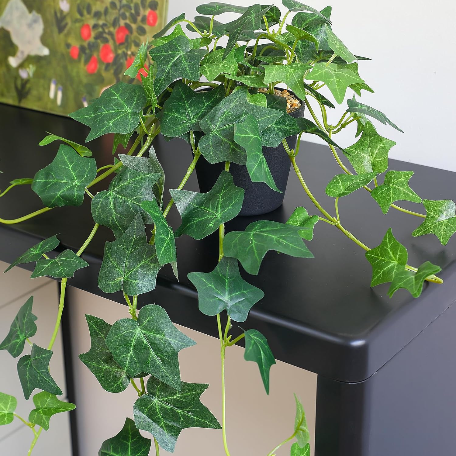 alyptus Fake English Ivy Plants in Pots Set of 2 – Realistic Artificial Ivy Greenery for Home Decor, Tabletop, Office, Shelf, or Bathroom – Lifelike Faux Hanging Vines, No Maintenance Required