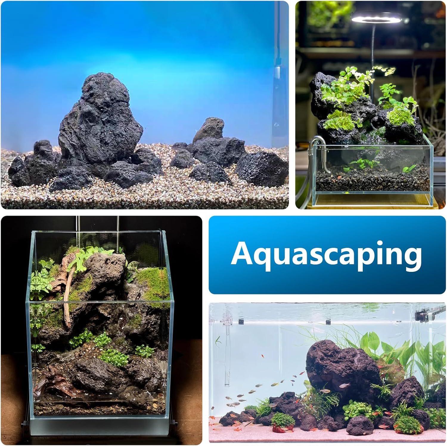 4"-9" Natural Volcanic Lava Rock Aquarium Aquascaping Fish Tank Decor Terrarium Decoration Porous Rock for Paludarium Aquatic Environment-30lb 10-12pcs