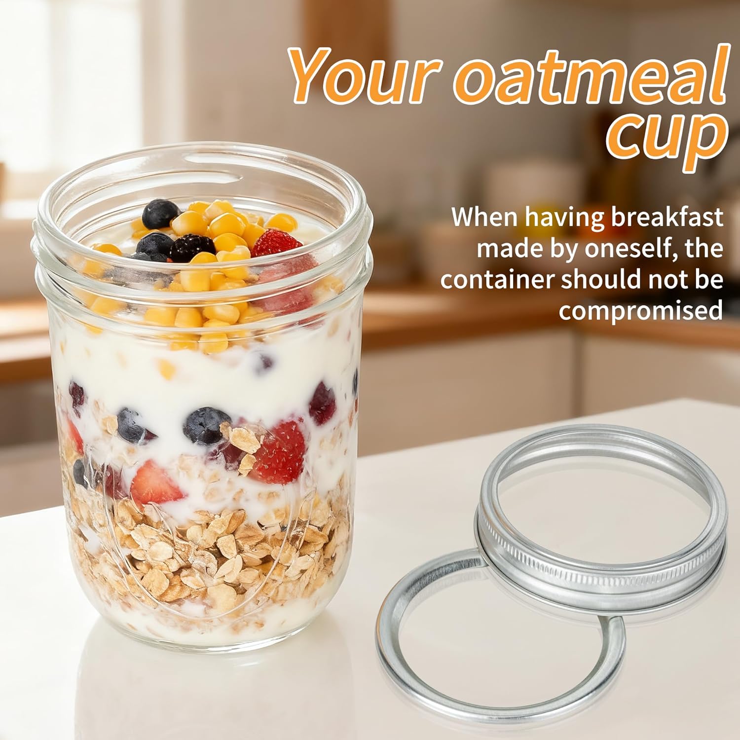P&C GOODS Wide Mouth Mason Jars 16 oz with Lids 8 Pack, Canning Jars with Metal Airtight Lids and Bands, 16 oz Mason Jars for Fermenting, Freezing, Preserving, Meal Prep