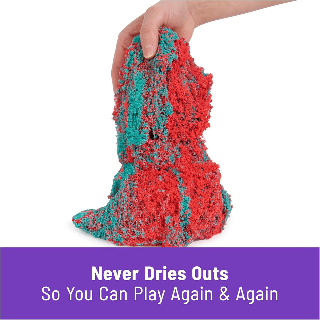 Kinetic Sand Mold n’ Flow with 1.5lbs Red & Teal Play Sand, 3 Tools, Sensory Toys, Holiday Gifts & Stocking Stuffers for Kids Ages 3 and up