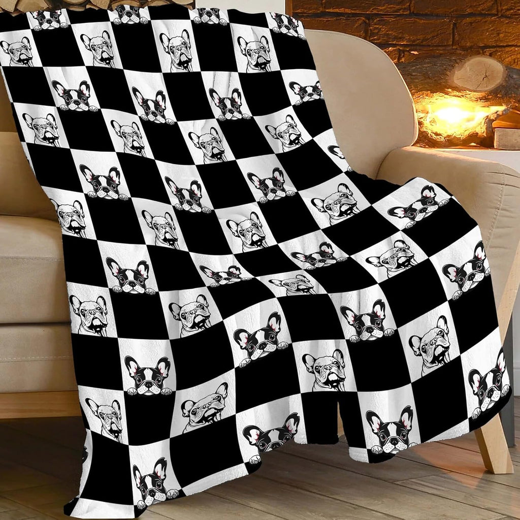 Bulldog Throw Blanket Cute Bulldog Gifts for Kids Girls Boys Adults Women Men Soft Cozy Warm Plush Fluffy Fuzzy Fleece Blanket Birthday Festival Decor 40''X50''